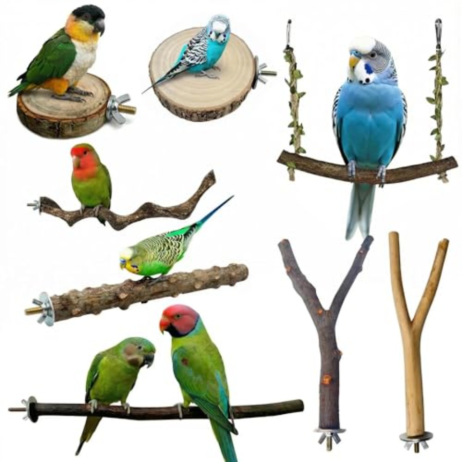 Health & Wellness Retailers - 8PCS natural wood bird perches for
