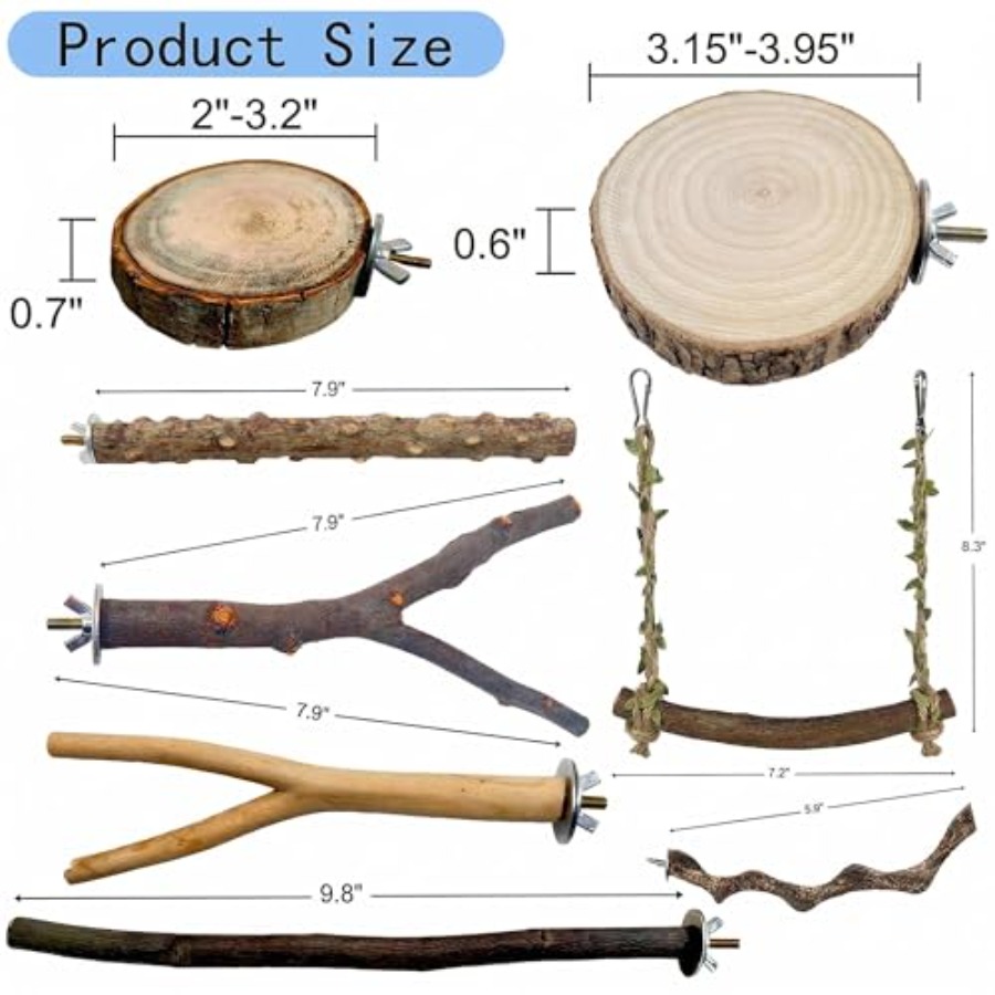8PCS natural wood bird perches - Health & Wellness Retailers recension och pris